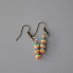 rainbow stripe Beaded Earrings length 2.2cm width 8mm