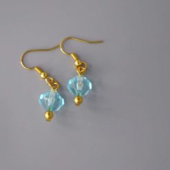 blue bicone beaded earrings length 20mm width 10mm