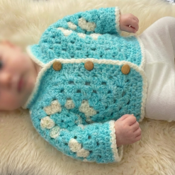 Aqua chunky baby cardigan 3 months