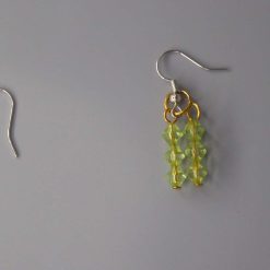 green bicone beaded earrings length 20mm width 6mm