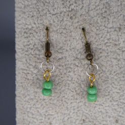 green beaded earrings length 11m width 4mm 2 green beaded earrings length 11m width 4mm 2
