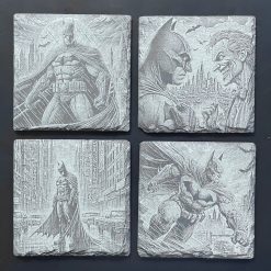 Unique Super Heroes Batman Slate Mat Engraved x4 Coaster Set #3 Man Cave Gifts
