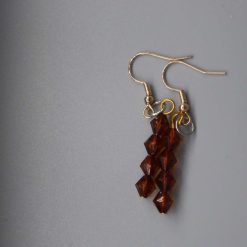 brown bicone beaded earrings length 20mm width 6mm