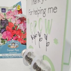 Handmade Teacher Thank You Card with Sweet Pea Seed gift.