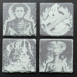 Unique TV Movie Action Horror Sci-Fi Slate x4 Coaster Set #4 Man Cave Gifts