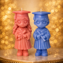 Anime Style Graduation Figure Candle | School Color Keepsake Pillar Candle