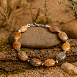 Crazy Lace Agate & Antique Silver Bracelet