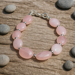 Rose Quartz & Antique Silver Bracelet 4 Rose Quartz & Antique Silver Bracelet 4