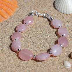 Rose Quartz & Antique Silver Bracelet