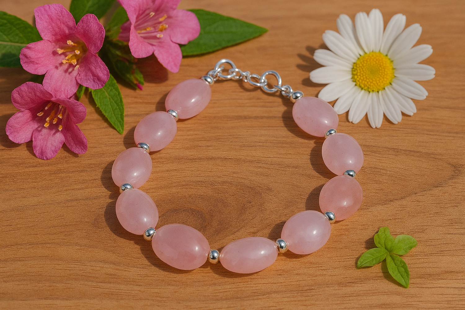 Rose Quartz & Antique Silver Bracelet Rose Quartz & Antique Silver Bracelet