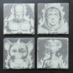 Unique TV Movie Action Horror Sci-Fi Slate x4 Coaster Set #1 Man Cave Gifts