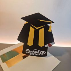 Handcrafted Graduation Card, Cap and Gown. Customisable 5