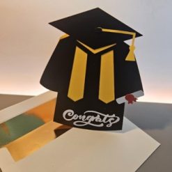Handcrafted Graduation Card, Cap and Gown. Customisable