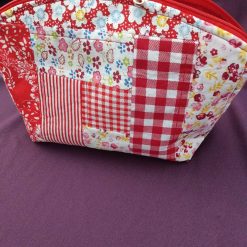 Red Mixed Design Quilted Zip Pouch 2