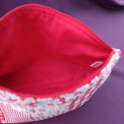 Red Mixed Design Quilted Zip Pouch 3