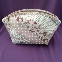Caramel and Cream Mixed Design Quilted Zip Pouch