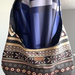 Hobo bag made with recycled fabric with a tribal pattern