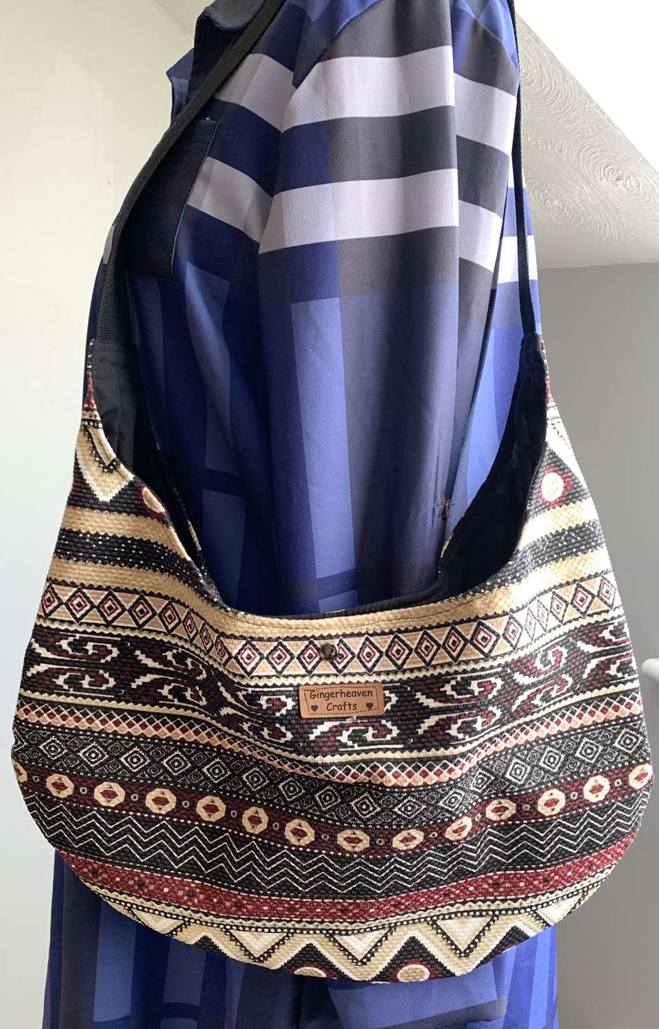 Hobo bag made with recycled fabric with a tribal pattern Hobo bag made with recycled fabric with a tribal pattern
