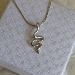 Solid sterling silver snake pendant necklace