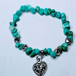 Turquoise & Hearts Stretch Bracelet 3 Turquoise & Hearts Stretch Bracelet 3