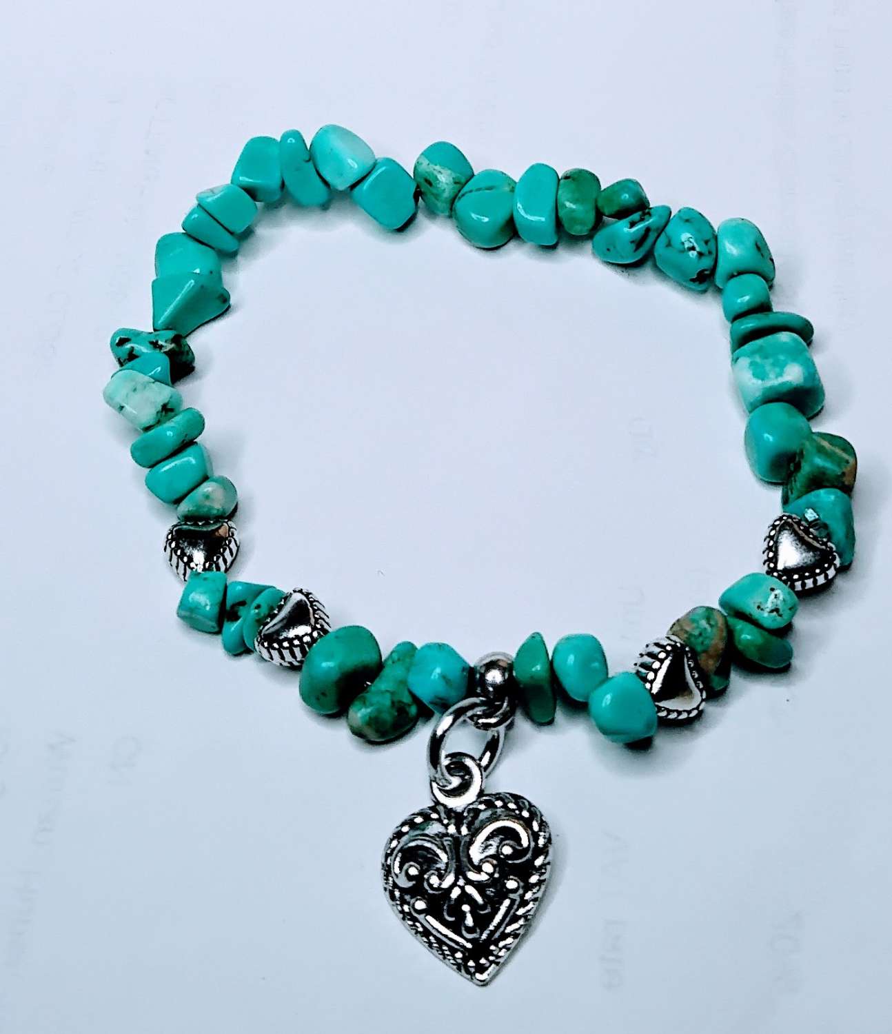 Turquoise & Hearts Stretch Bracelet Turquoise & Hearts Stretch Bracelet