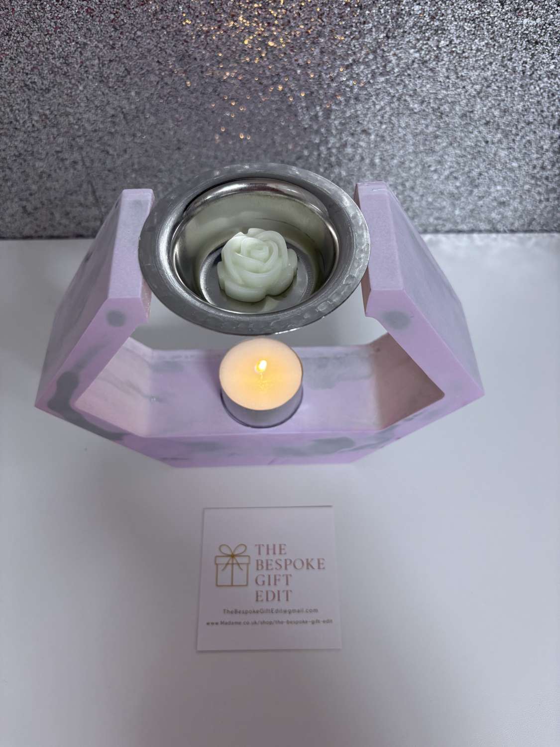 Geometric Wax Melt Burner – Pink & Grey Marble Effect Geometric Wax Melt Burner – Pink & Grey Marble Effect