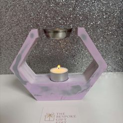 Geometric Wax Melt Burner – Pink & Grey Marble Effect