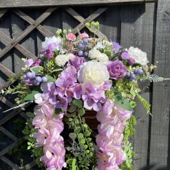 Lilac / pink wall hanging basket