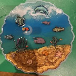 Handmade resin sea scape plate