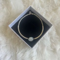 Aquamarine sterling silver stacking bracelet