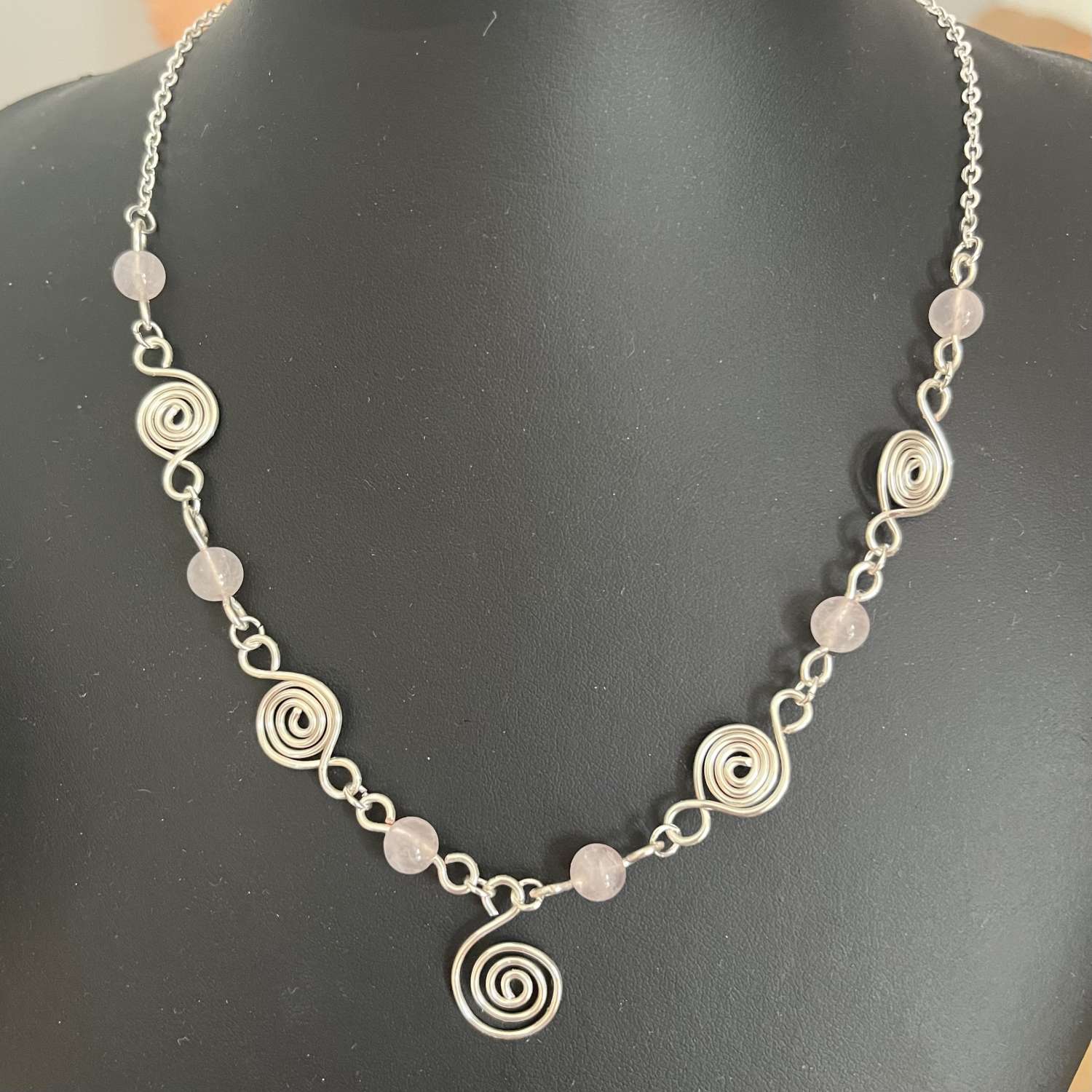 Rose Quartz Spiral Necklace Rose Quartz Spiral Necklace
