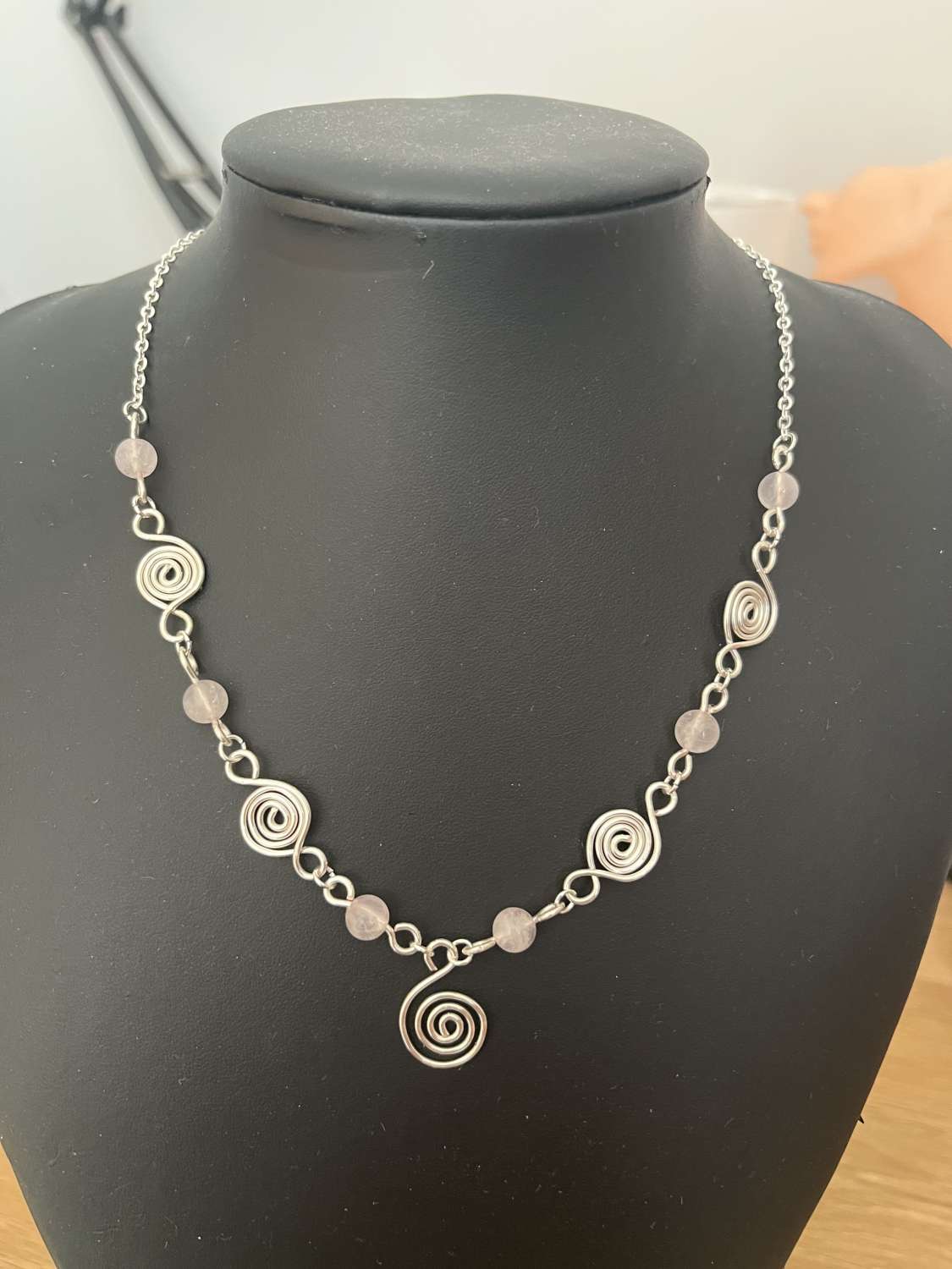 Rose Quartz Spiral Necklace Rose Quartz Spiral Necklace