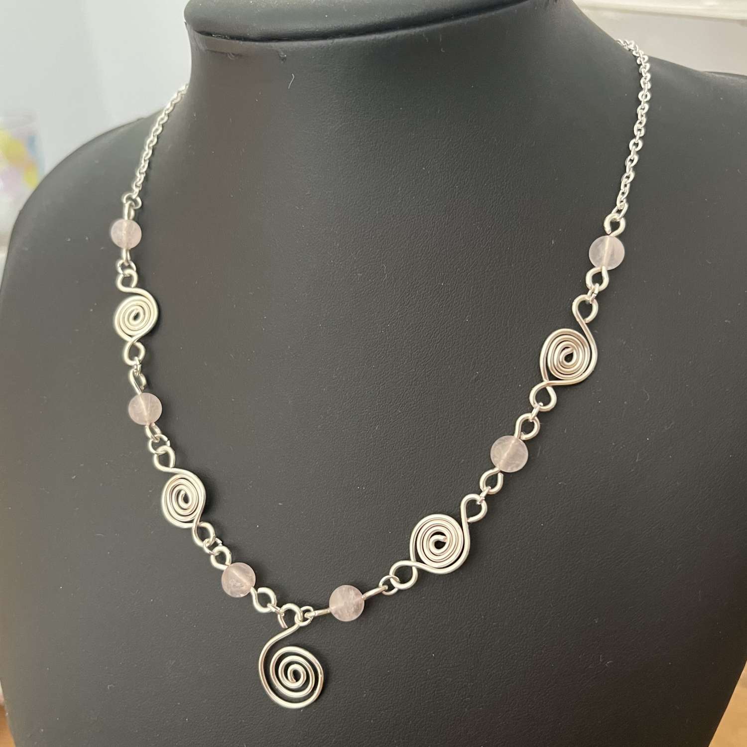 Rose Quartz Spiral Necklace Rose Quartz Spiral Necklace