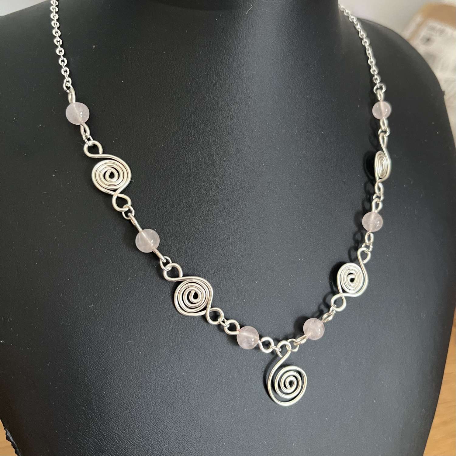 Rose Quartz Spiral Necklace Rose Quartz Spiral Necklace