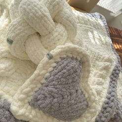 Handmade Silver Lining Throw and Cushions Set