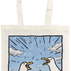 Pesky Seagull Cotton Tote Bag, Unisex, 38 x 43 cm, Printed Both Sides