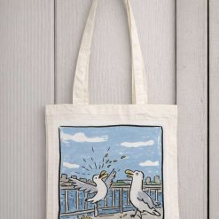 Seagull and the chips Cotton Tote Bag, Unisex, 38 x 43 cm, Printed Both Sides 1 Seagull and the chips Cotton Tote Bag, Unisex, 38 x 43 cm, Printed Both Sides 1