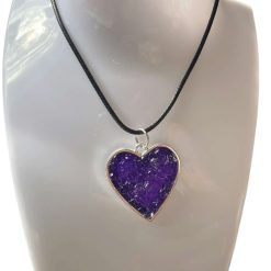 💜✨ Handmade Purple Beaded Heart Necklace ✨💜