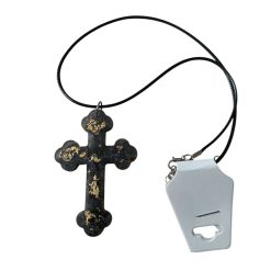 🖤✨ Handmade Cross Necklace - Black & Gold ✨🖤