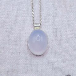 Pendant Only - Chalcedony Fine Silver And Sterling Silver Pendant