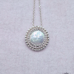 Pendant Only - White Cultured Button Pearl Sterling Silver Pendant