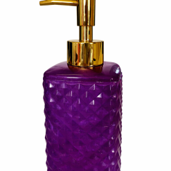 Handmade Resin Soap or Lotion Dispenser – Deep Purple with Gold Accents