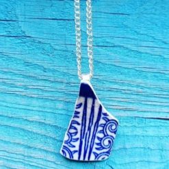 Sea Pottery Pendant Necklace Chain Jewellery Handmade Cornish Gift Ooak