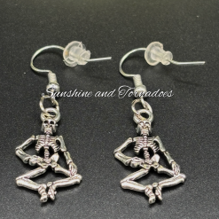 Skeleton Dangle Earrings, Gothic Skull Earrings, Halloween Jewellery, Alternative Handmade Earrings, Quirky Statement Earrings, Gift for Her.