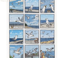 Pesky Seagull Tea Towel, 100% Cotton, White, 65 x 47 cm, with Hanging Loop