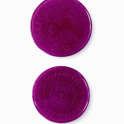 Handmade Deep Pink Resin Coasters – Embossed Floral & Mandala Detailing