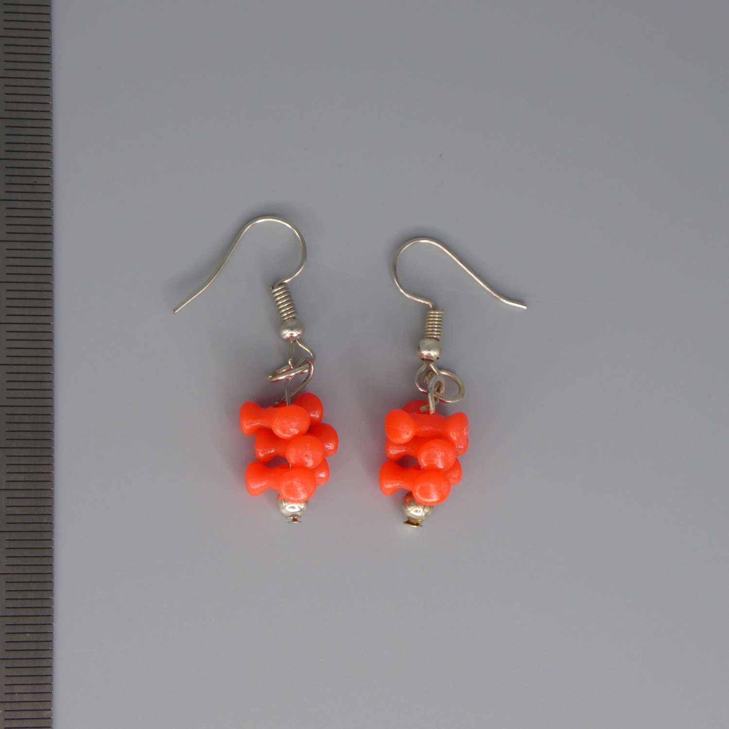 red tri bead dangle earrings length 16mm width 10mm red tri bead dangle earrings length 16mm width 10mm