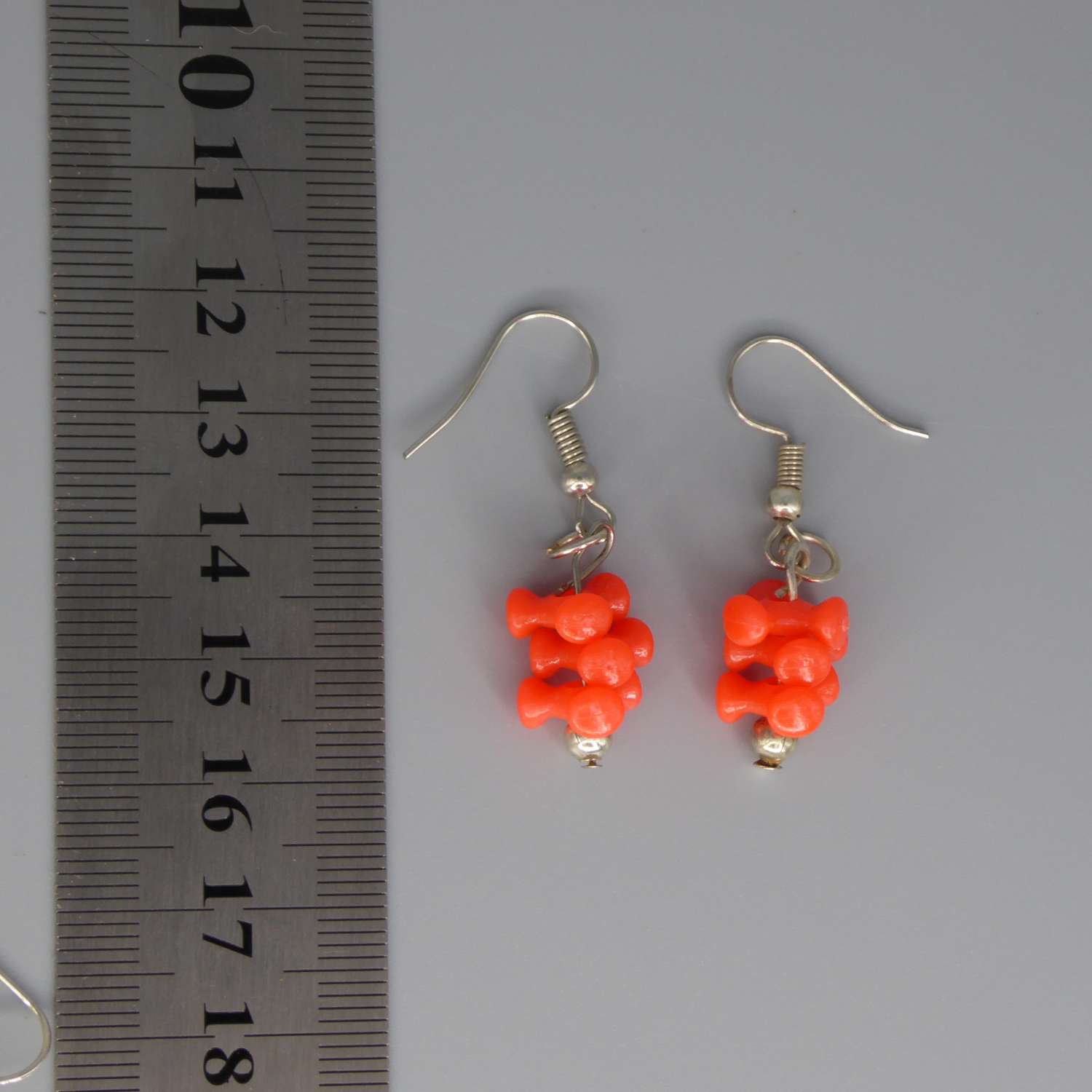 red tri bead dangle earrings length 16mm width 10mm red tri bead dangle earrings length 16mm width 10mm
