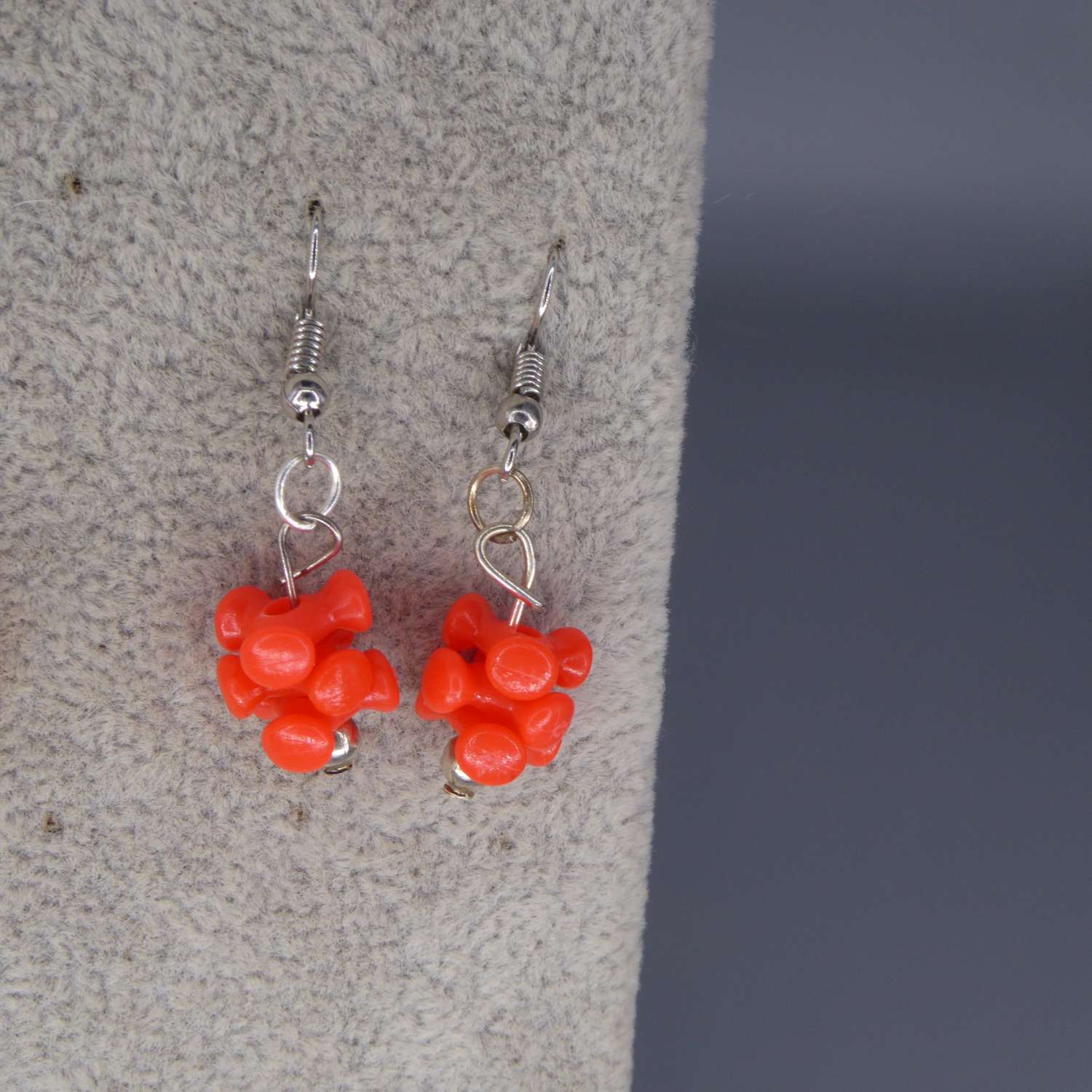 red tri bead dangle earrings length 16mm width 10mm red tri bead dangle earrings length 16mm width 10mm