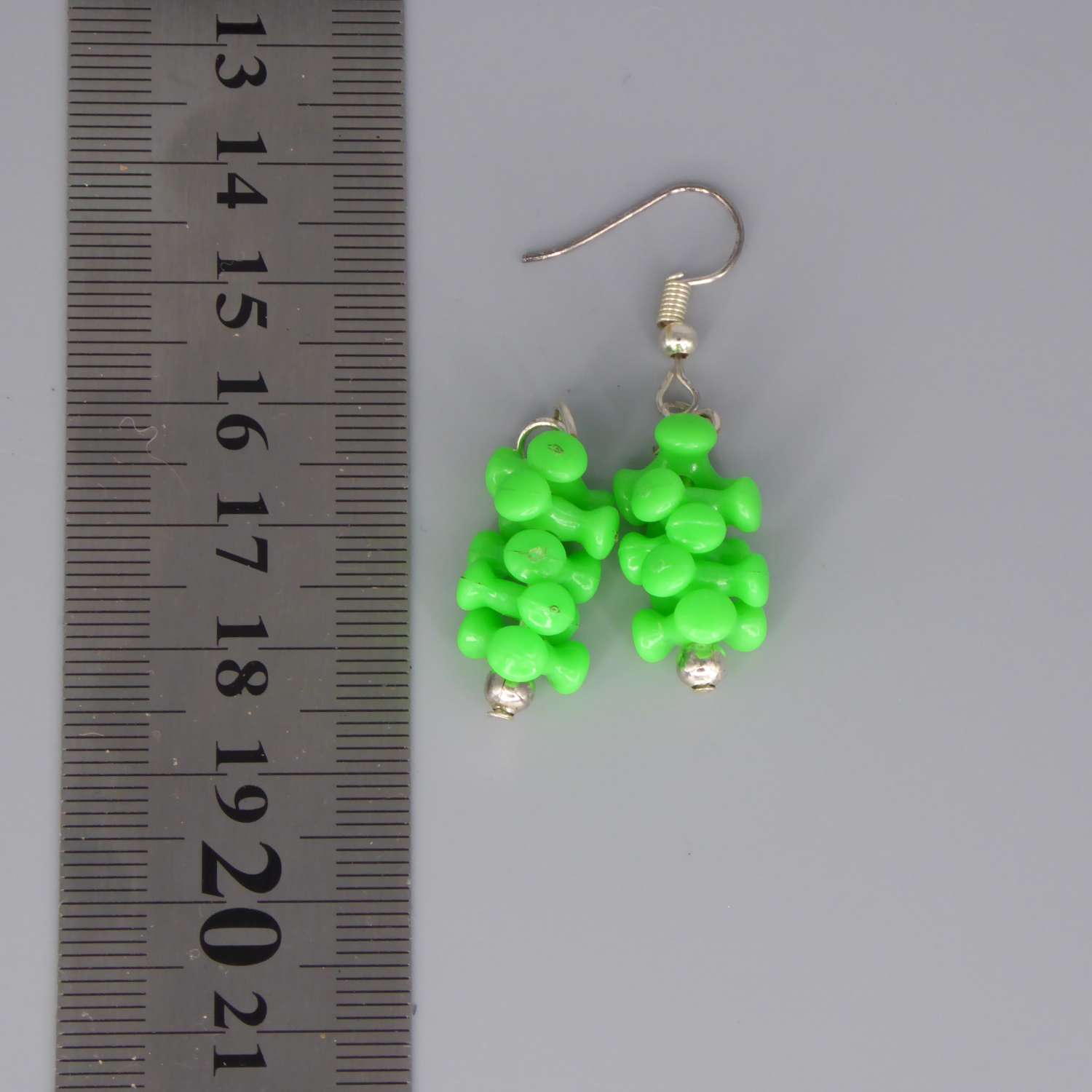 green tri bead dangle earrings length 25mm width 9mm green tri bead dangle earrings length 25mm width 9mm
